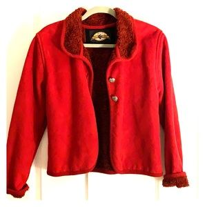 Red wine faux shearling jacket